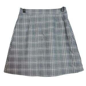 White and Gray Plaid Classic Women's Skort